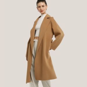 Gentle Herd 100% Wool Belted Wrap Coat Camel